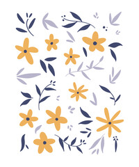 Fototapeta na wymiar Hand Drawn Spring Flowers Vector Collection 