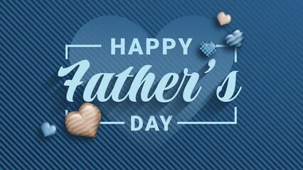 Happy Fathers day animated text on blue background. Good for Happy Father’s Day celebration