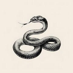 Classic Snake Drawing  in black and white