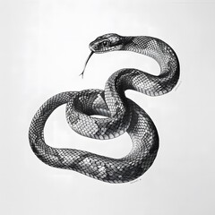 Classic Snake Drawing  in black and white