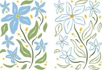 Hand Drawn Spring Flowers Vector Collection 