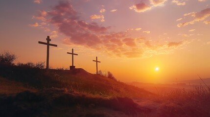 Crucifixion of Jesus Christ at sunrise