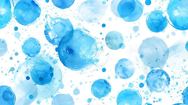wallpaper for seamless playful pastel baby blue paint splatter polka dots pattern abstract crayon acrylic and watercolor geometric circles brush strokes, Watercolor Splash, Generative AI  
