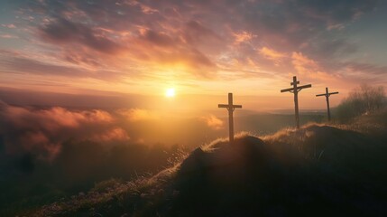 Crucifixion of Jesus Christ at sunrise