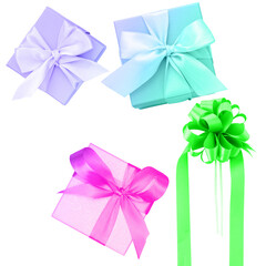 Pink gift bow isolated on transparent background.