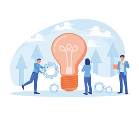 Business team working together to start a new business. Business development and creative ideas. Business Idea concept. Flat vector illustration.