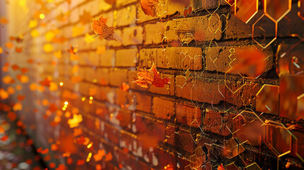 red brick wall with light