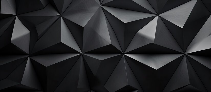A detailed close up of a grey geometric pattern on a dark monochrome background, showcasing symmetry and tints and shades. Perfect for still life photography
