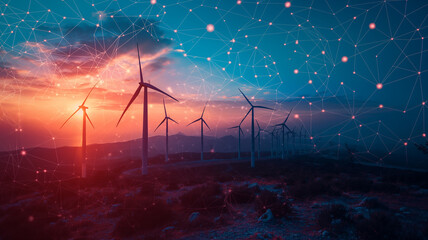 Wind turbines, renewable energy technologies, sustainability