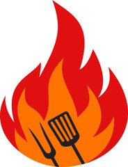 Logo design template for barbecue, BBQ ,grill restaurant icon isolated vector illustration