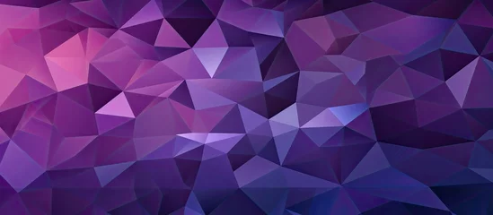Zelfklevend Fotobehang A vibrant purple background with a geometric pattern of triangles in shades of violet, pink, magenta, and electric blue, creating a symmetrical and creative artsinspired design © 2rogan
