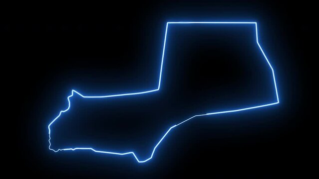 map of Najran in saudi arabia with glowing neon effect