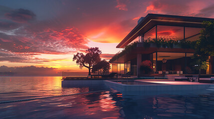 sunset at the temple