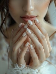 Closeup of beautiful woman's hands with perfect manicure, studio shot
