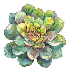 Watercolor Succulent Cactus - 757627019