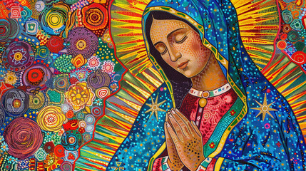 Obraz premium Pontilhismo de Nossa senhora de Guadalupe 
