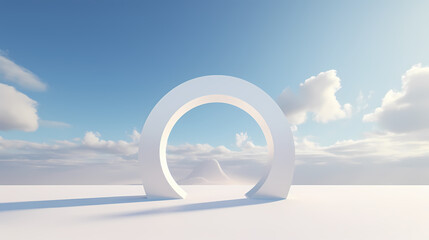 There is a big arch in the center