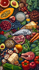 a painting of a variety of fruits and vegetables