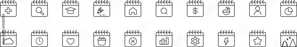 Aufkleber calendars linear vector icons collection. editable stroke. simple linear illustration for web sites,