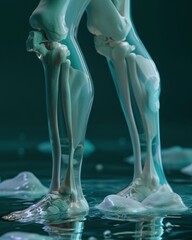 A surreal depiction of the ongoing struggle with knee pain caused by a prosthetic joint 3D render