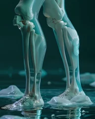 Fotobehang A surreal depiction of the ongoing struggle with knee pain caused by a prosthetic joint 3D render © JK_kyoto