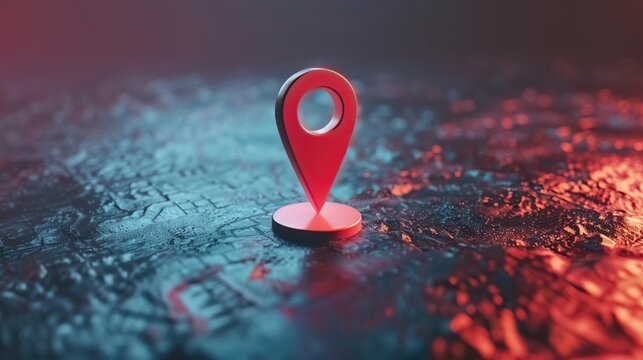 Create a pin location icon that conveys a sense of direction or movement. 3D render