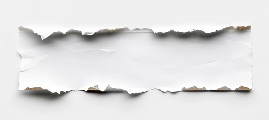 Isolated white torn paper fragment design on white background for creative projects