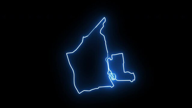 map of Taif in saudi arabia with glowing neon effect