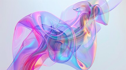 Obraz premium Vibrant holo abstract 3D shape, captivating images showcasing holographic textures and dynamic forms, a mesmerizing display of colors and patterns in three-dimensional space