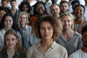 Fototapeta premium Harmony in diversity: multiracial gathering captured in a photo.