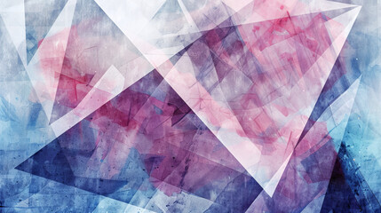 contemporary modern art design of an abstract watercolor illustration purple colored background with layered triangle and rectangle shapes 