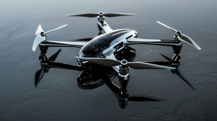 High-tech chrome drones with reflective surfaces for advanced aerial photography