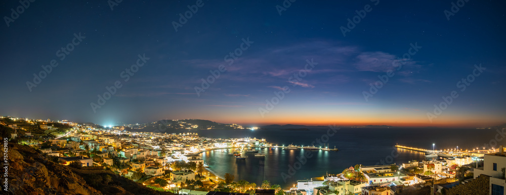 Canvas Prints coast of mykonos town at dusk. greece. europe