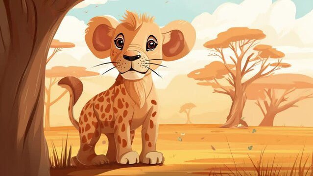 Adorable cheetah exploring lush jungle foliage with graceful charm and curiosity Seamless looping 4k time-lapse virtual video animation background. Generated AI