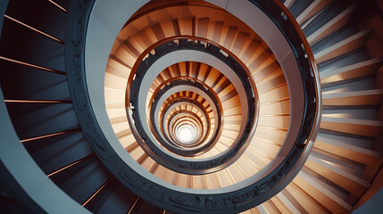 Spiral staircase in modern building, close-up view of spiral staircase