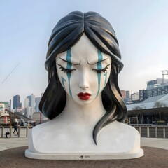 Street Sculpture Display- phototype- Joker sad girl sculpture
