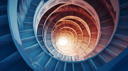 Fototapeta premium Spiral staircase in modern building, close-up view of spiral staircase
