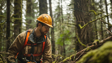 A Forester Collaborating with government agencies, environmental organizations, and private landowners on forestry projects - obrazy, fototapety, plakaty