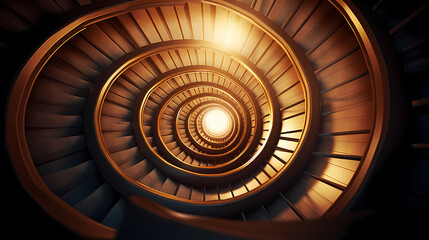 Spiral staircase in modern building, close-up view of spiral staircase