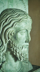 Close-up of a stone Jesus Christ face