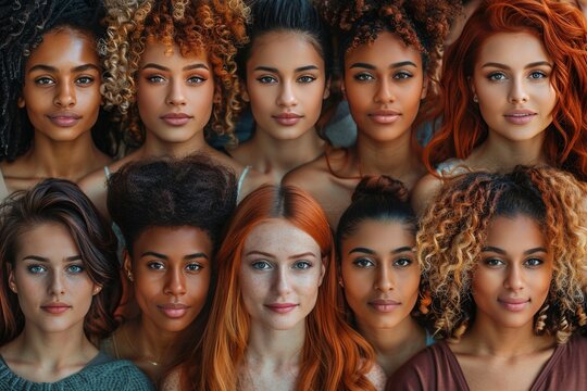Diverse array of female faces: Multi-ethnic and multi-generational beauty