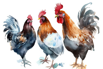 Fototapeta premium turkey rooster Watercolor chicken vector