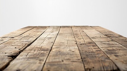 Wooden table top on isolated white background