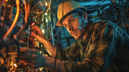 An Electrician Troubleshooting electrical problems and diagnosing faults in circuits or systems