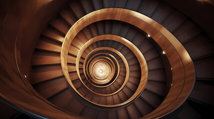 Fototapeta premium Top view of spiral staircase in building