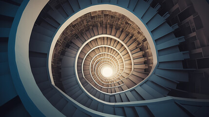 Top view of spiral staircase in building