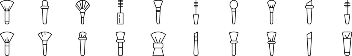 Set of line icons of cosmetic bottles. Editable stroke. Simple outline sign for web sites, newspapers, articles book