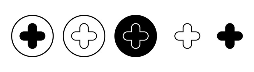 Obraz premium Plus Icon vector isolated on white background. Add plus icon. Addition sign. Medical Plus icon