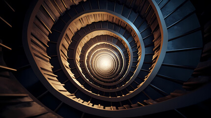 Abstract view of spiral staircase leading to unknown building height