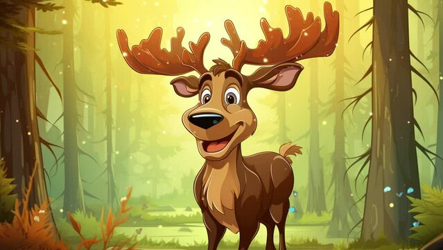 Endearing moose exploring dense jungle foliage with gentle grace and curiosity Seamless looping 4k time-lapse virtual video animation background. Generated AI